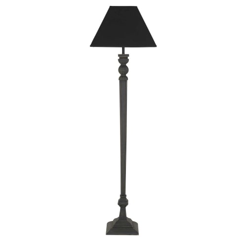 schelp bagage kwartaal Staande lamp met uitgesneden voet en zwarte lampenkap H170 ROYAL | Maisons  du Monde