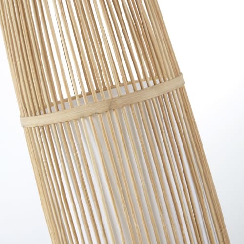 Goed doen Toestemming maaien Staande lamp van geweven bamboe en beige metaal | Maisons du Monde