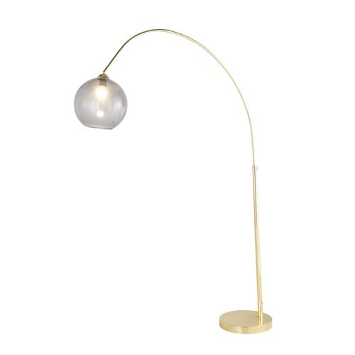 Staande lamp van goudkleurig metaal en rookglas H192 Sphere Maisons