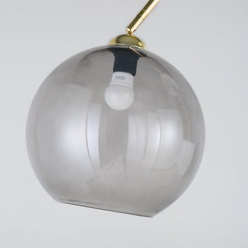 Staande lamp van goudkleurig metaal en rookglas H192 Sphere Maisons