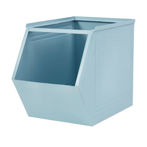 Stackable Blue Metal Storage Crate Noxie Maisons du Monde