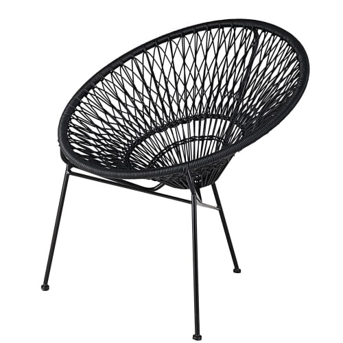 Business Armchairs and Sofas | Stackable garden armchair in resin string and black metal - FE79378