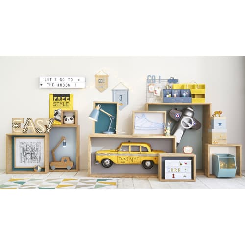 Stapelbare Aufbewahrungskiste aus blauem Metall Noxie | Maisons du Monde