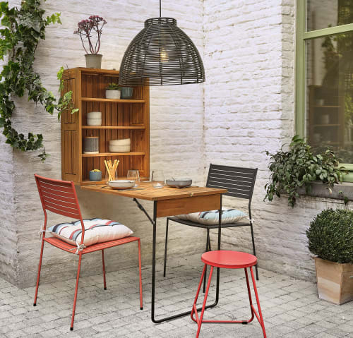 Garten Gartenstühle | Stapelbarer Gartenstuhl aus schwarzem Stahl - MD67378