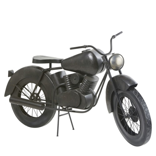 Statua Moto In Metallo Nero Effetto Anticato 145 Cm