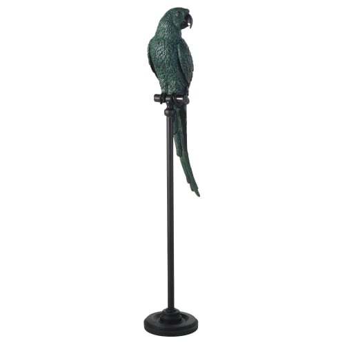 Statua pappagallo verde e nero, H 117 cm