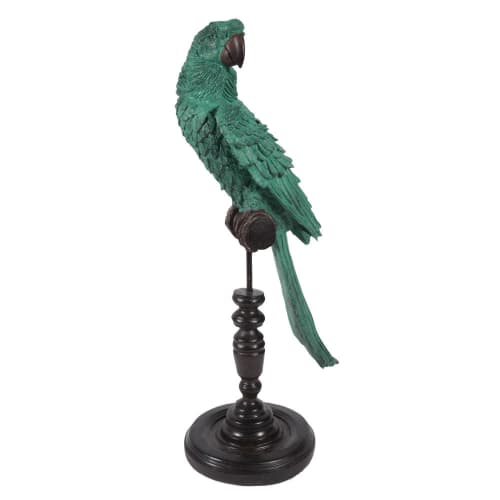 Statua verde di pappagallo 43 cm