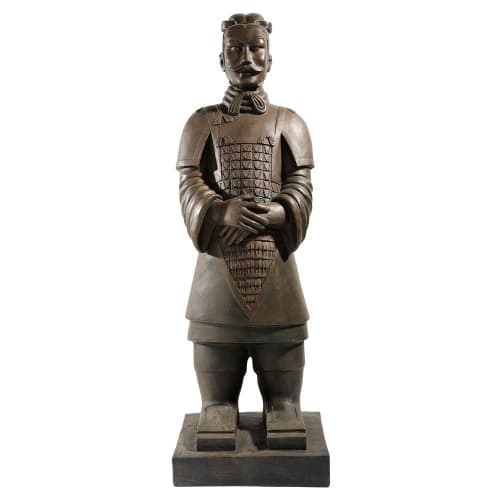 Déco Bustes et statues | Statue Guerrier de Xian en fibre d'argile marron H 124 cm - ZN60482