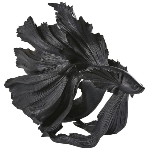 Statue poisson noir mat H56