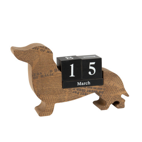 Statuetta cane calendario con stampa color naturale e nero, 13 cm Danvers
