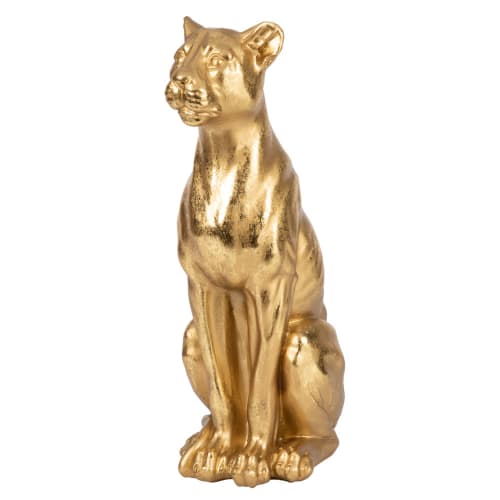 Statuetta leonessa dorata, Alt. 39 cm