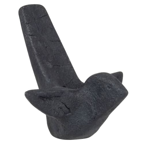 Statuetta uccello in cemento nera alt. 10 cm