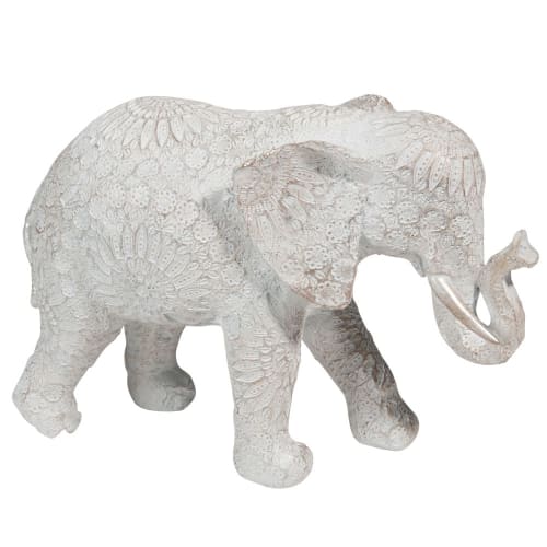 Statuette éléphant effet blanchi H19 Toluca Maisons du Monde