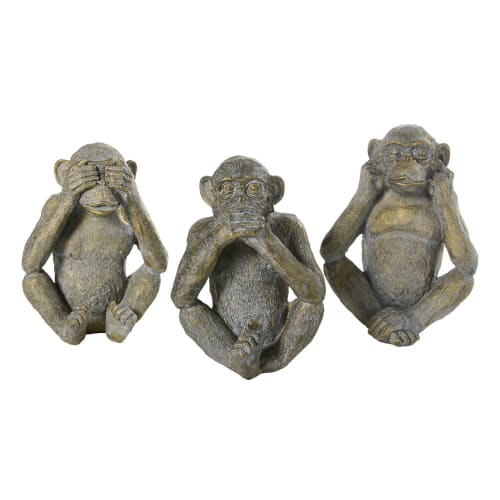 Statuette scimmie talpa e dorate, H 26 cm (x3)