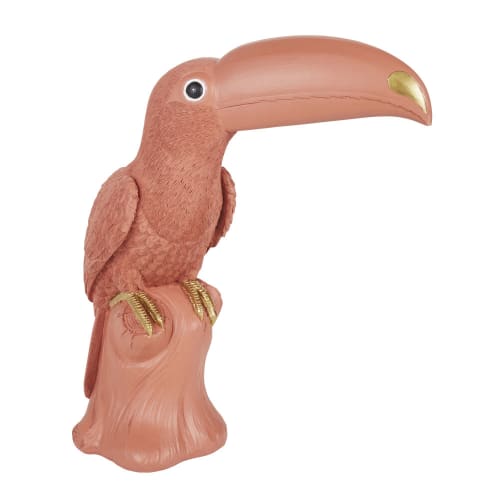 Déco Statuettes et figurines | Statuette toucan en résine rose H19 - QX03839