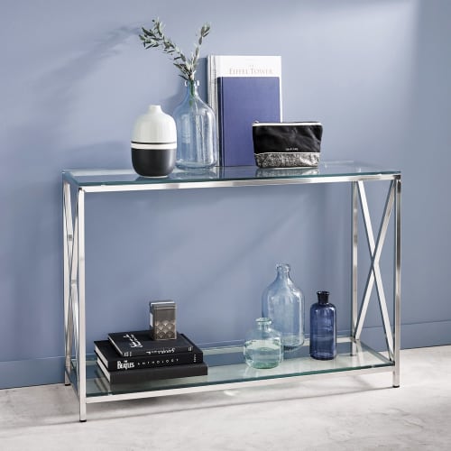 glass and metal console table