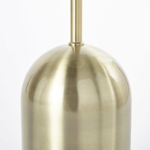 Stehlampe aus mattem goldfarbenem Metall mit weißem Lampenschirm H160