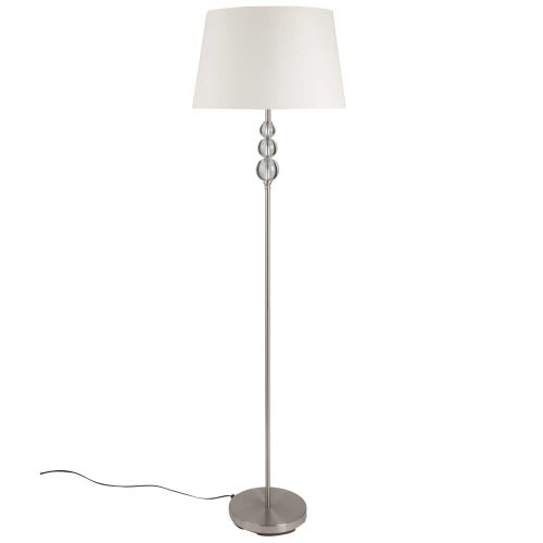 Stehlampe aus Metall und Kristall mit Lampenschirm aus Samt, beige H151