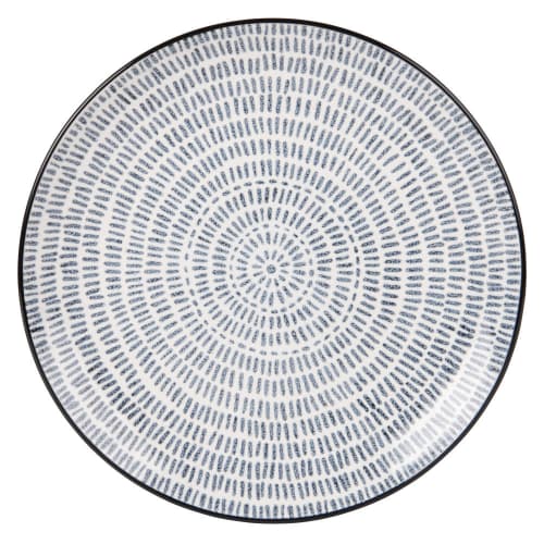 Tableware Dinner plates & dining sets | Stoneware Dinner Plate with Blue Line Print - ZO27647