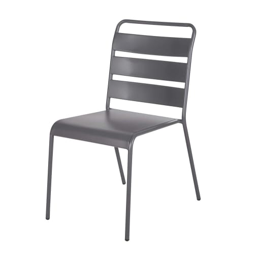Garten Gartenstühle | Stuhl aus anthrazitgrauem Metall - UX08354