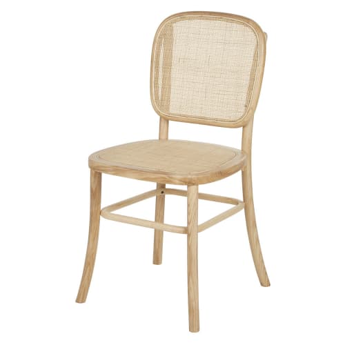 Möbel Stühle und Esszimmerstühle | Stuhl aus Eschenholz und Rattangeflecht - KV33740