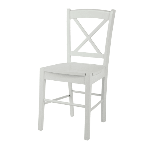 Stuhl aus Kautschukbaum, weiß