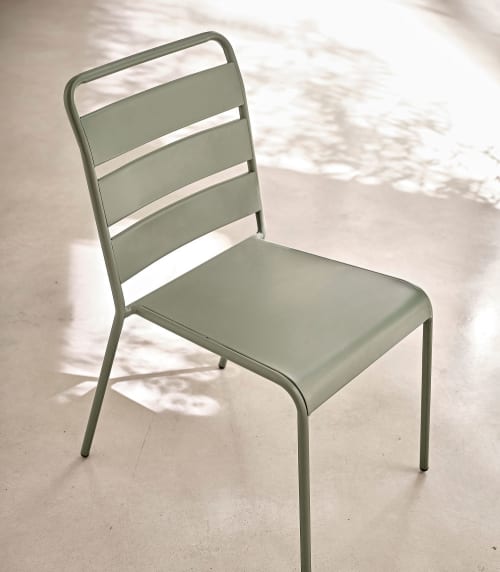 Garten Gartenstühle | Stuhl aus khakifarbenem Metall - PO47695