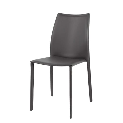 Stuhl aus Lederfaserstoff, grau
