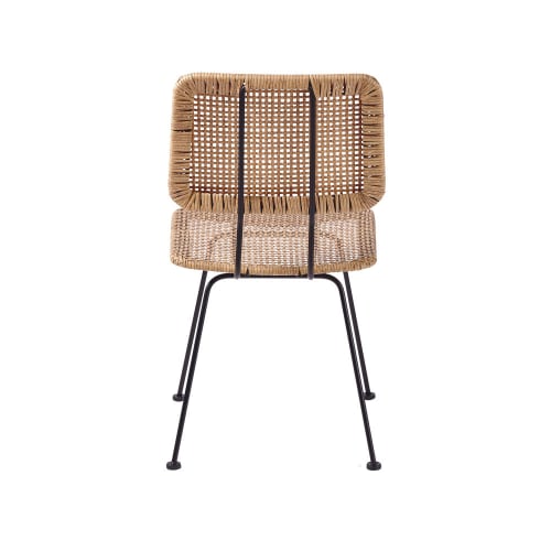 Garten Gartenstühle | Stuhl aus schwarzem Metall und Harz mit Rattan-Effekt - NU28272