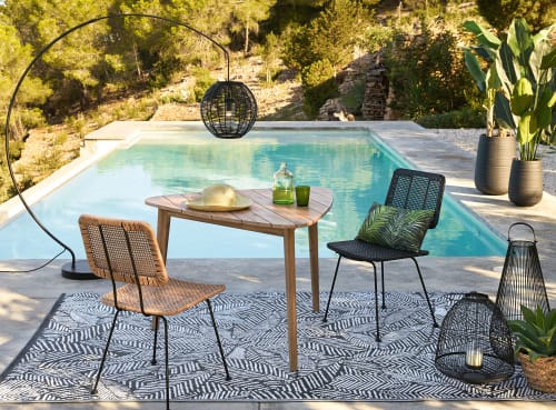 Garten Gartenstühle | Stuhl aus schwarzem Metall und Harz mit Rattan-Effekt - NU28272