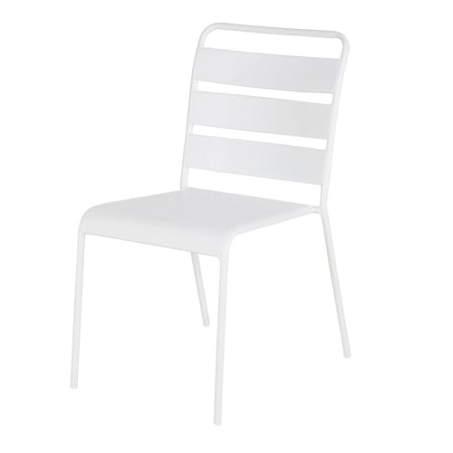 Garten Gartenstühle | Stuhl aus weißem Metall - PH49655