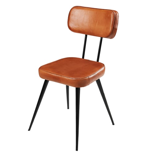 Business Stühle und Hocker | Stuhl aus Ziegenleder und schwarzem Metall - MQ91378