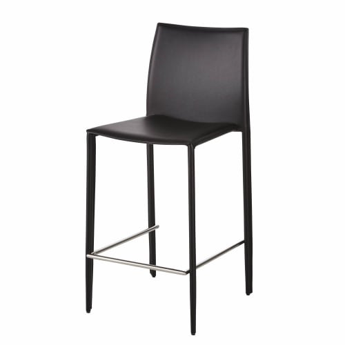 Stuhl für Mittelinsel aus schwarzem Synderme-Leder H65