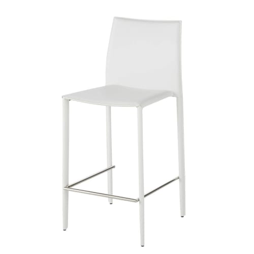 Möbel Barhocker und Barstühle | Stuhl für Mittelinsel aus weißem Synderme-Leder - BF71837