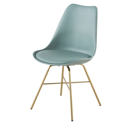 Möbel Stühle und Esszimmerstühle | Stuhl, grün mit verchromten, goldfarbenen Beinen - UC82253