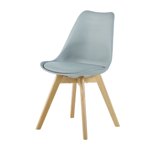 Möbel Stühle und Esszimmerstühle | Stuhl im skandinavischen Stil aus Kautschukholz, blaugrau - NM03040