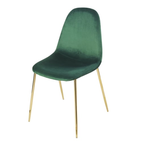 Stuhl im skandinavischen Stil mit Samtbezug, grün
