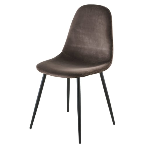 Möbel Stühle und Esszimmerstühle | Stuhl im skandinavischen Stil mit Samtbezug, taupe - PO75434