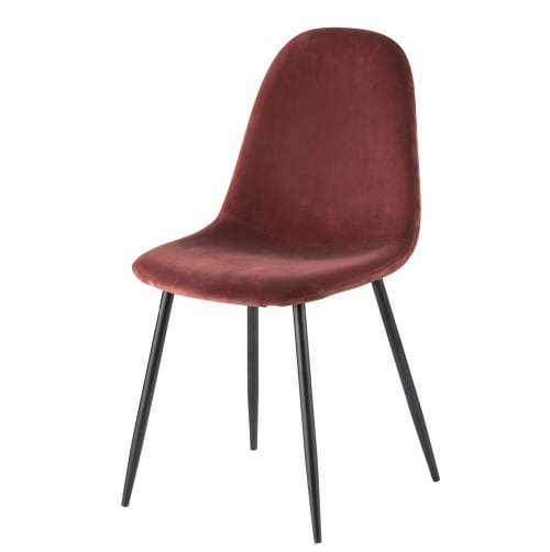 Möbel Stühle und Esszimmerstühle | Stuhl im skandinavischen Stil mit Samtbezug, terrakotta - BI02469
