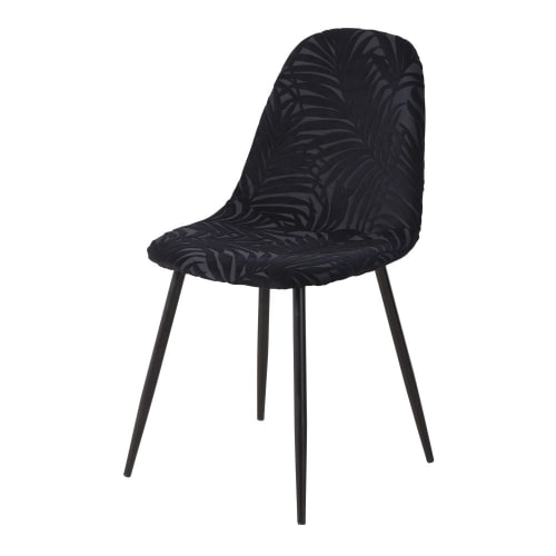 Stuhl im skandinavischen Stil mit schwarzem Samtbezug in Ausbrenneroptik