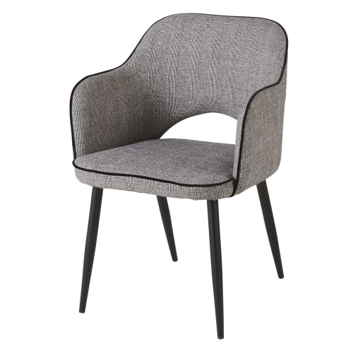 Möbel Stühle und Esszimmerstühle | Stuhl mit Armlehne mit Prince-of-Wales-Muster, schwarz und weiß - TW17516