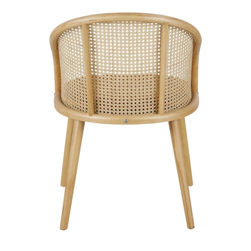 Stuhl aus Rattangeflecht mit beigefarbenem Kissen Vanina