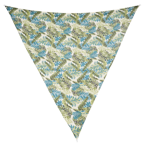 Sun shade with white, blue and green tropical print L360cm