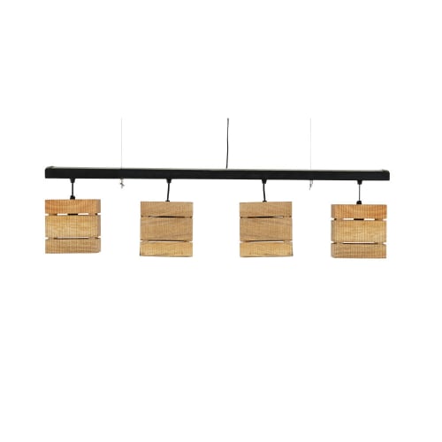 Suspension indus 4 spots en métal noir et manguier Tinley Lampadaire indus en métal noir et manguier H153 Tinley