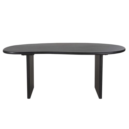 Table à manger ovale en bois de manguier massif noir 6/8 personnes L200