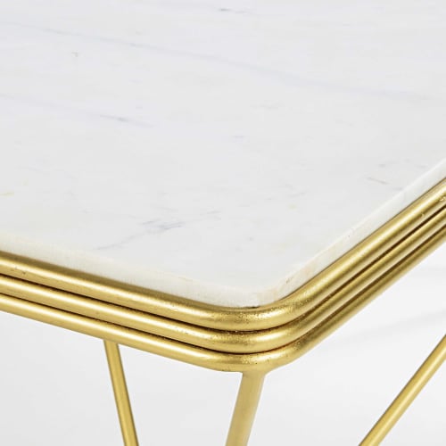 Meubles Tables basses | Table basse carrée en marbre et métal doré - BO41662