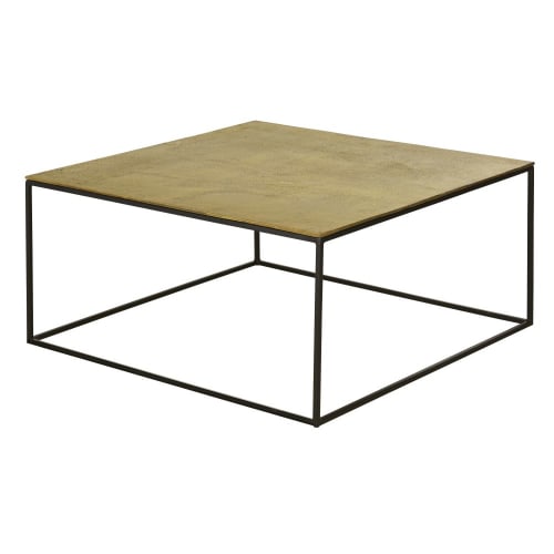 Meubles Tables basses | Table basse carrée en métal noir et coloris laiton - RM75439
