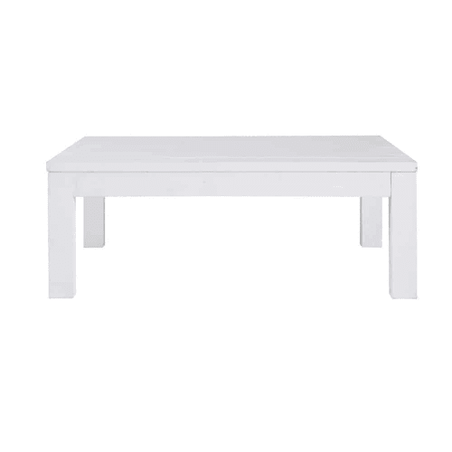 Table basse en bois massif blanche L 100 cm White | Maisons Table basse blanc laqué Easy | Maisons du Monde