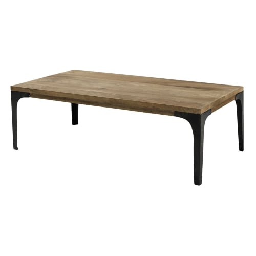 Table basse en manguier clair et métal Metropolis | Maisons Table basse en manguier massif et métal Metropolis | Maisons
