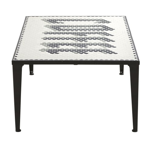 Meubles Tables basses | Table basse en métal et céramique noire et blanche - ZR87312